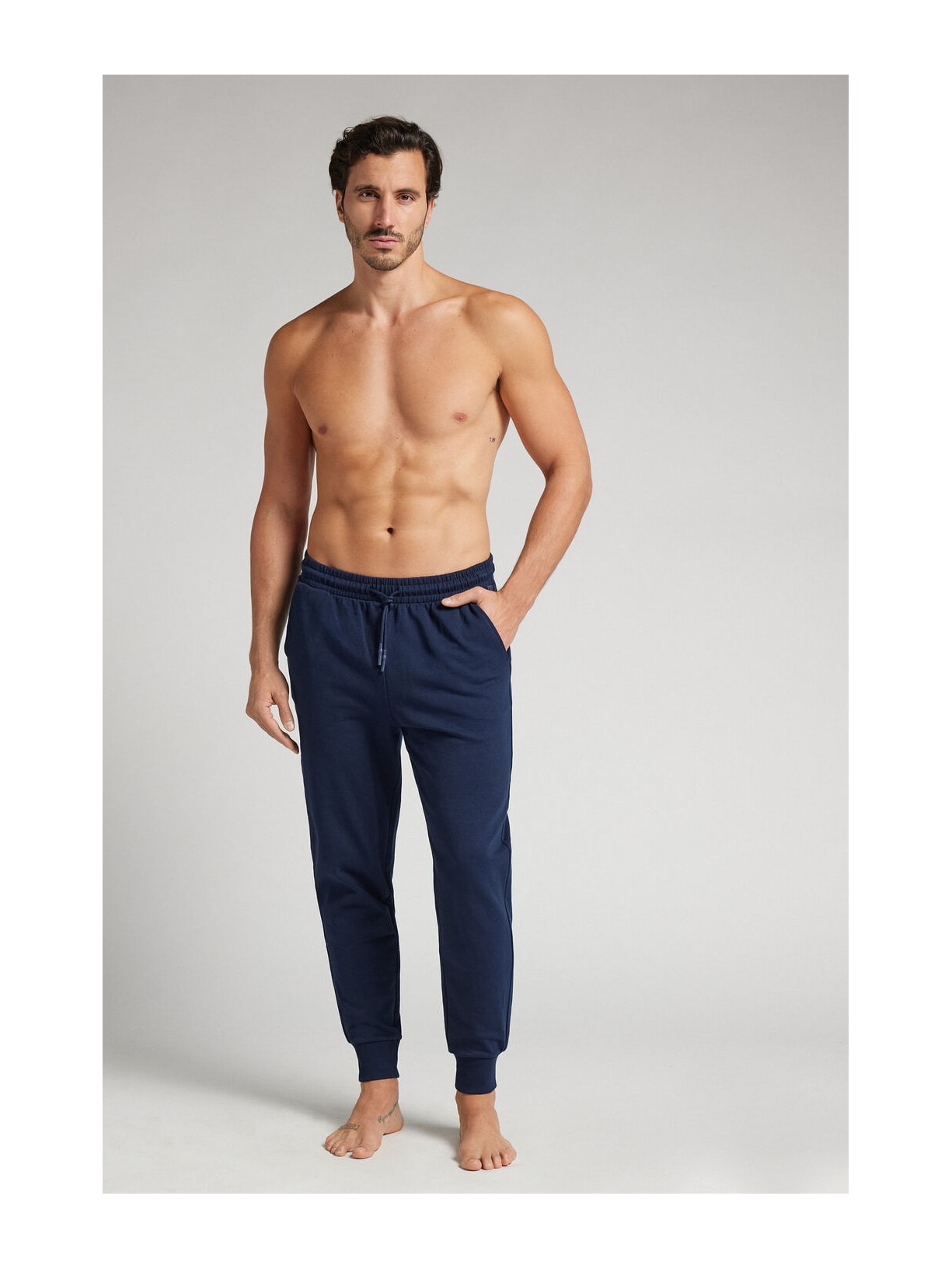 Calça Com Punho Em Algodão Azul Intimissimi