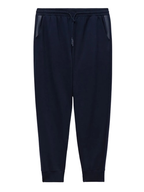 Calça Com Punho Em Algodão - Azul