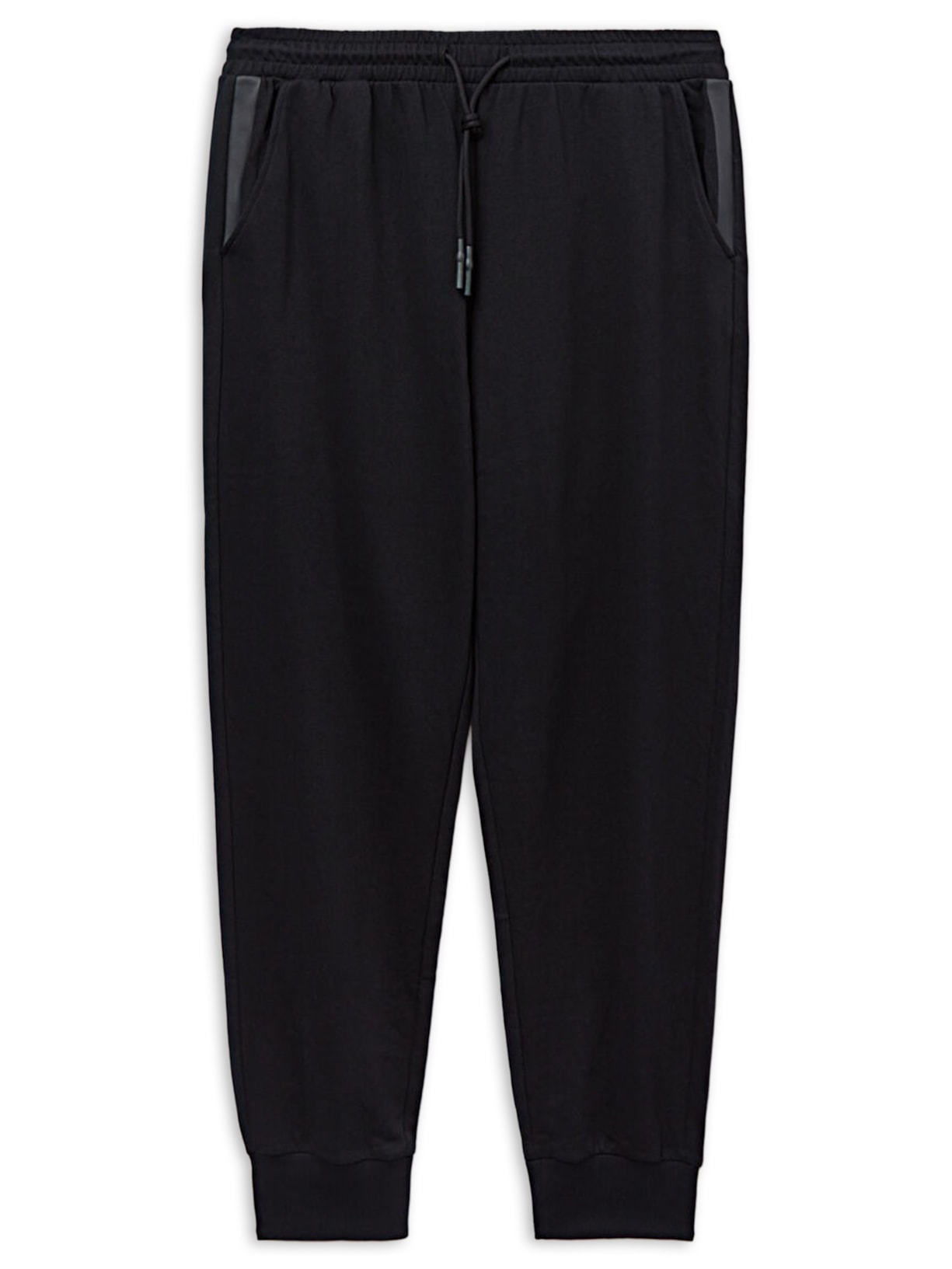 Calça Com Punho Em Algodão - Preto