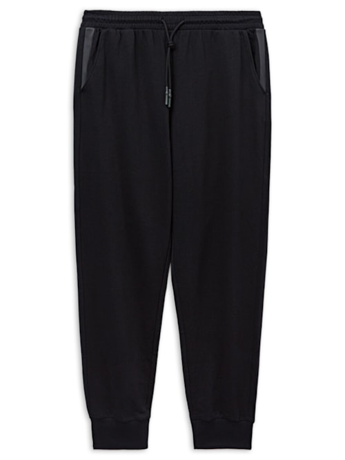 Calça Com Punho Em Algodão - Preto