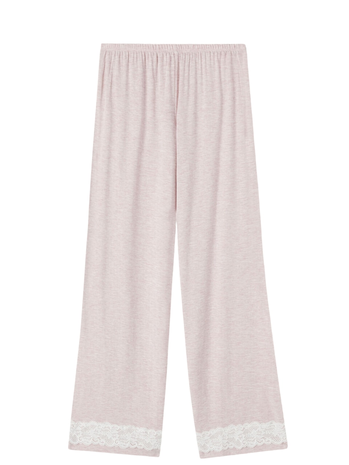 Calça Comprida Em Modal Com Detalhes Em Renda - Rosa