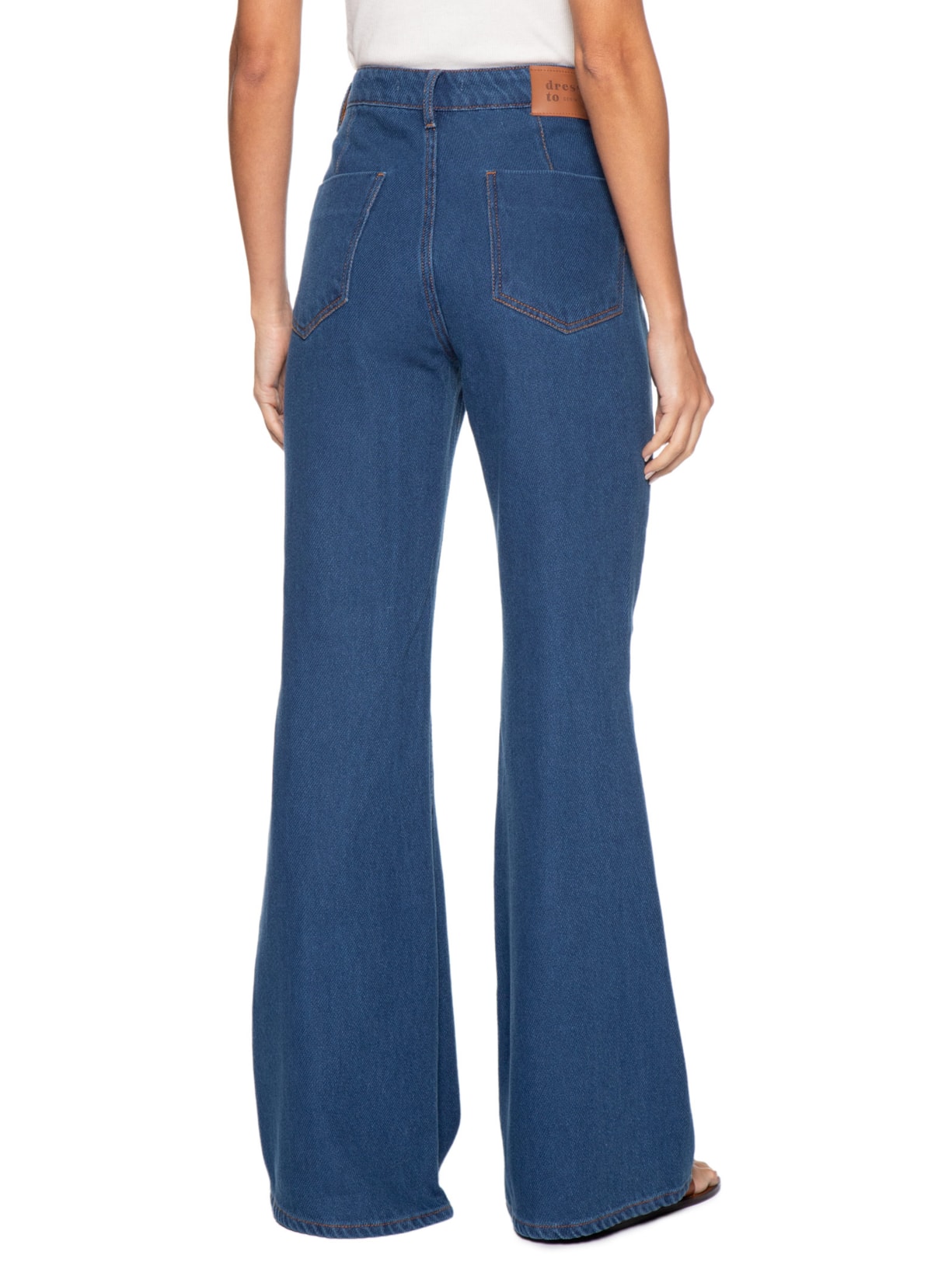 Calça Cotelê Jeans Flare Feminina Azul Dress To