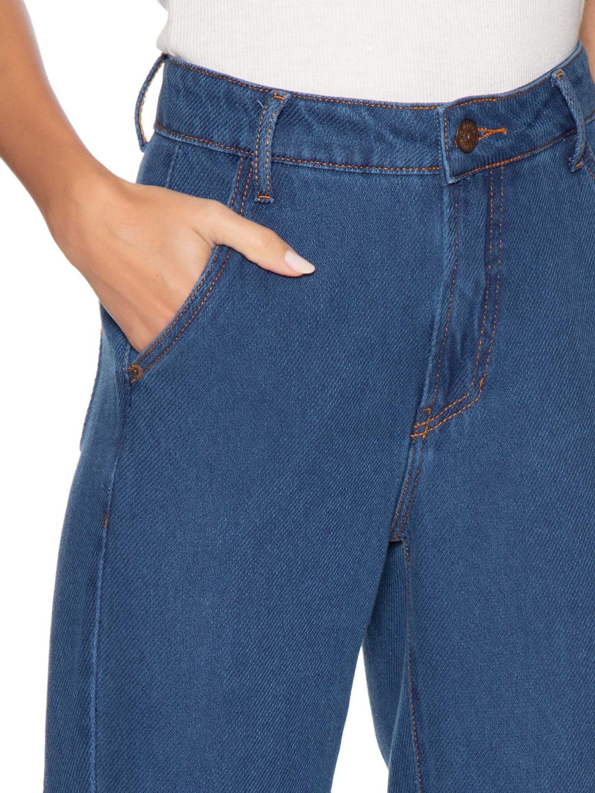 Calça Cotelê Jeans Flare Feminina Azul Dress To