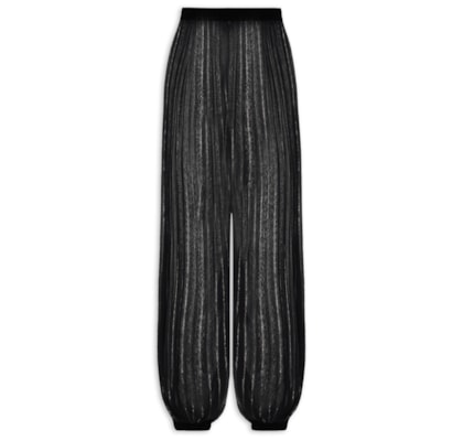 Calça Cropped Lurex Detalhe Veludo Feminina – Preto