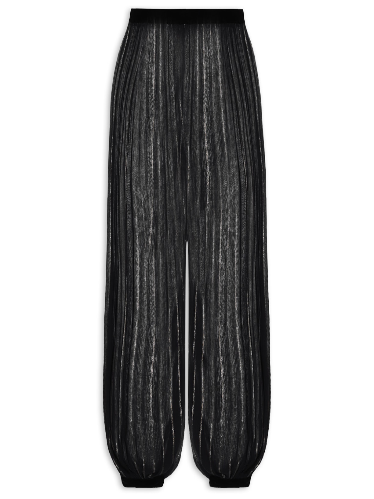 Calça Cropped Lurex Detalhe Veludo Feminina – Preto