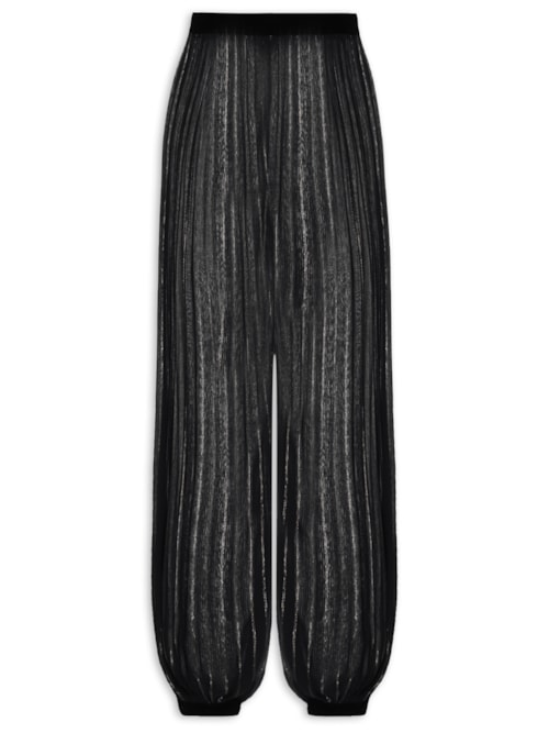 Calça Cropped Lurex Detalhe Veludo Feminina – Preto