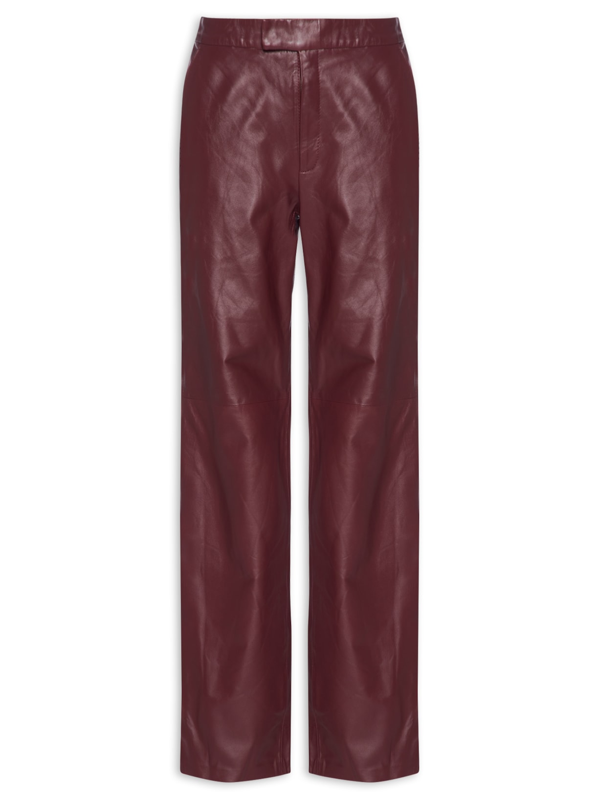 Calça De Couro Alfaiataria Reta Vermelho Animale