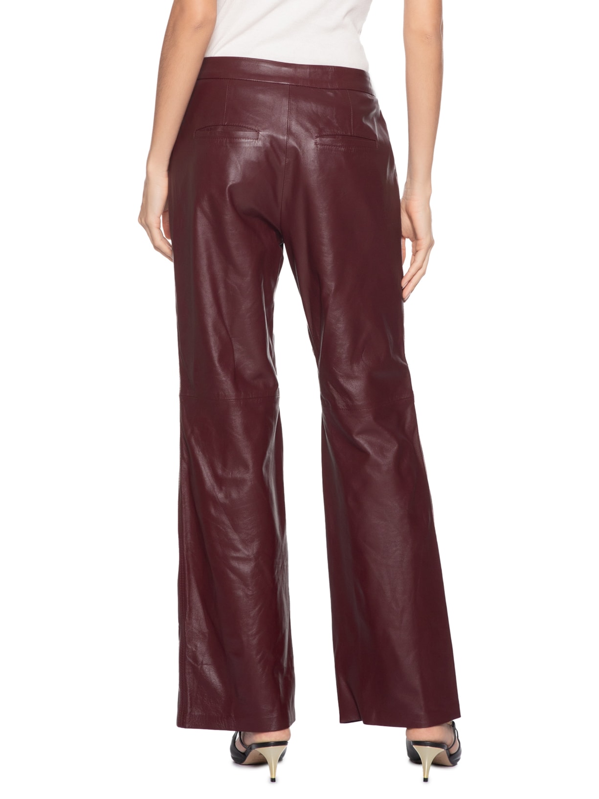 Calça De Couro Alfaiataria Reta Vermelho Animale