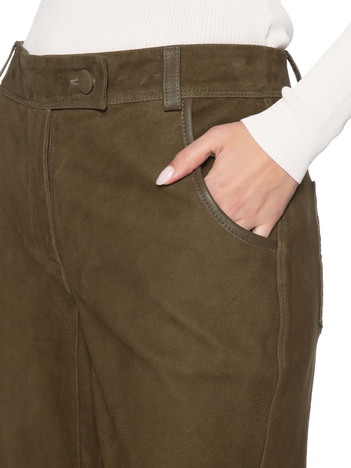 Calça De Couro Feminina Bolso Tresset Marrom Animale