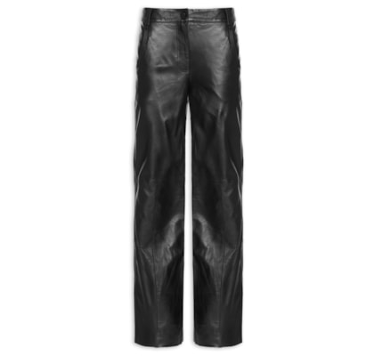 Calça De Couro Italiano Five Pockets - Preto