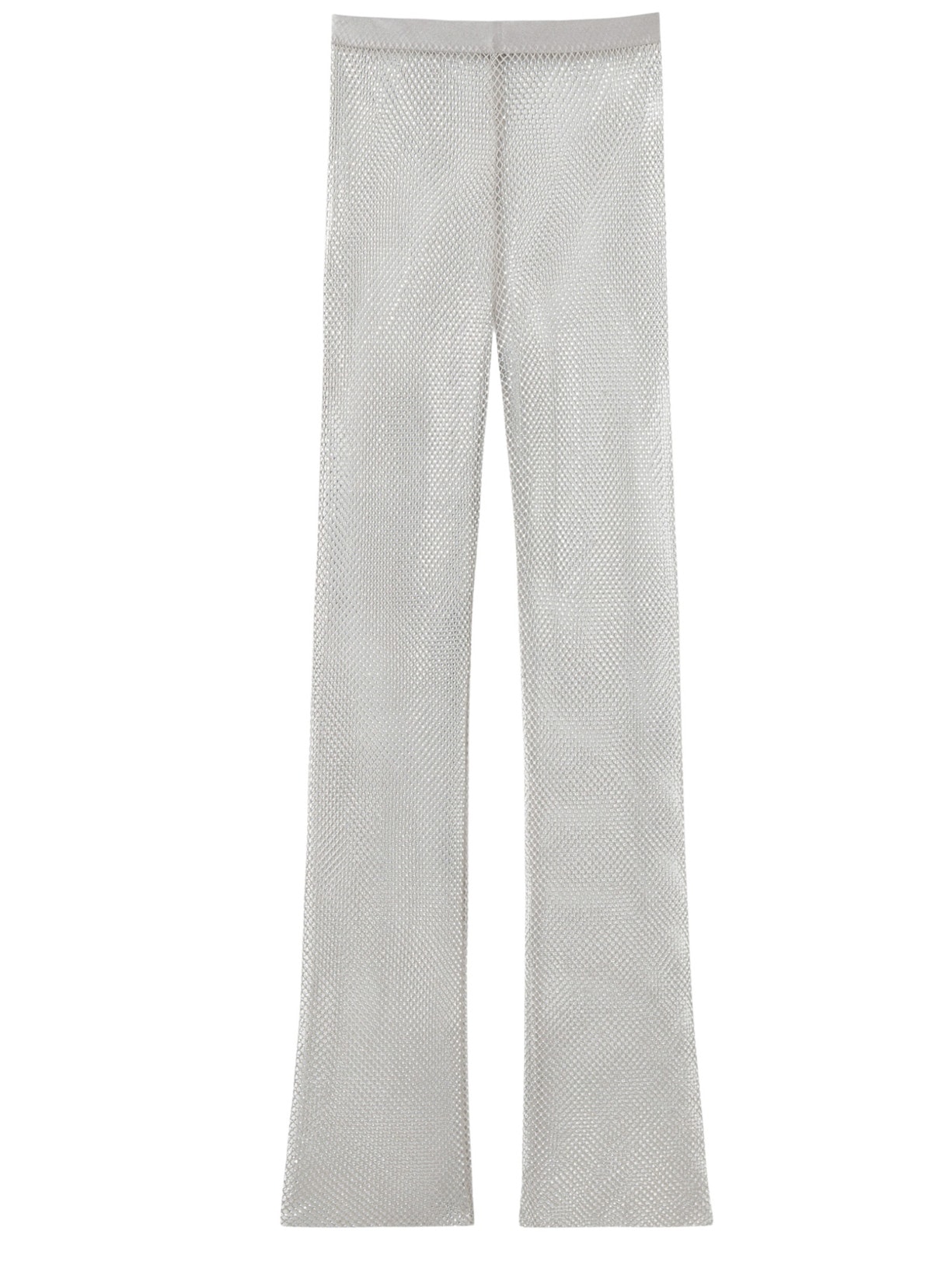 Calça De Rede Com Strass - Cinza