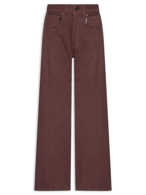 Calça de Sarja Boho Cintura Média Feminina – Marrom