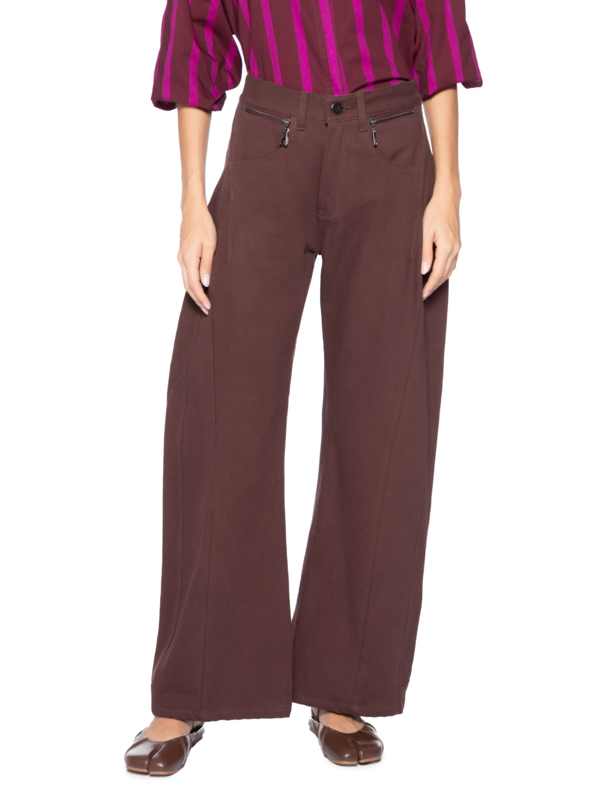Calça de Sarja Boho Cintura Média Feminina – Marrom Animale