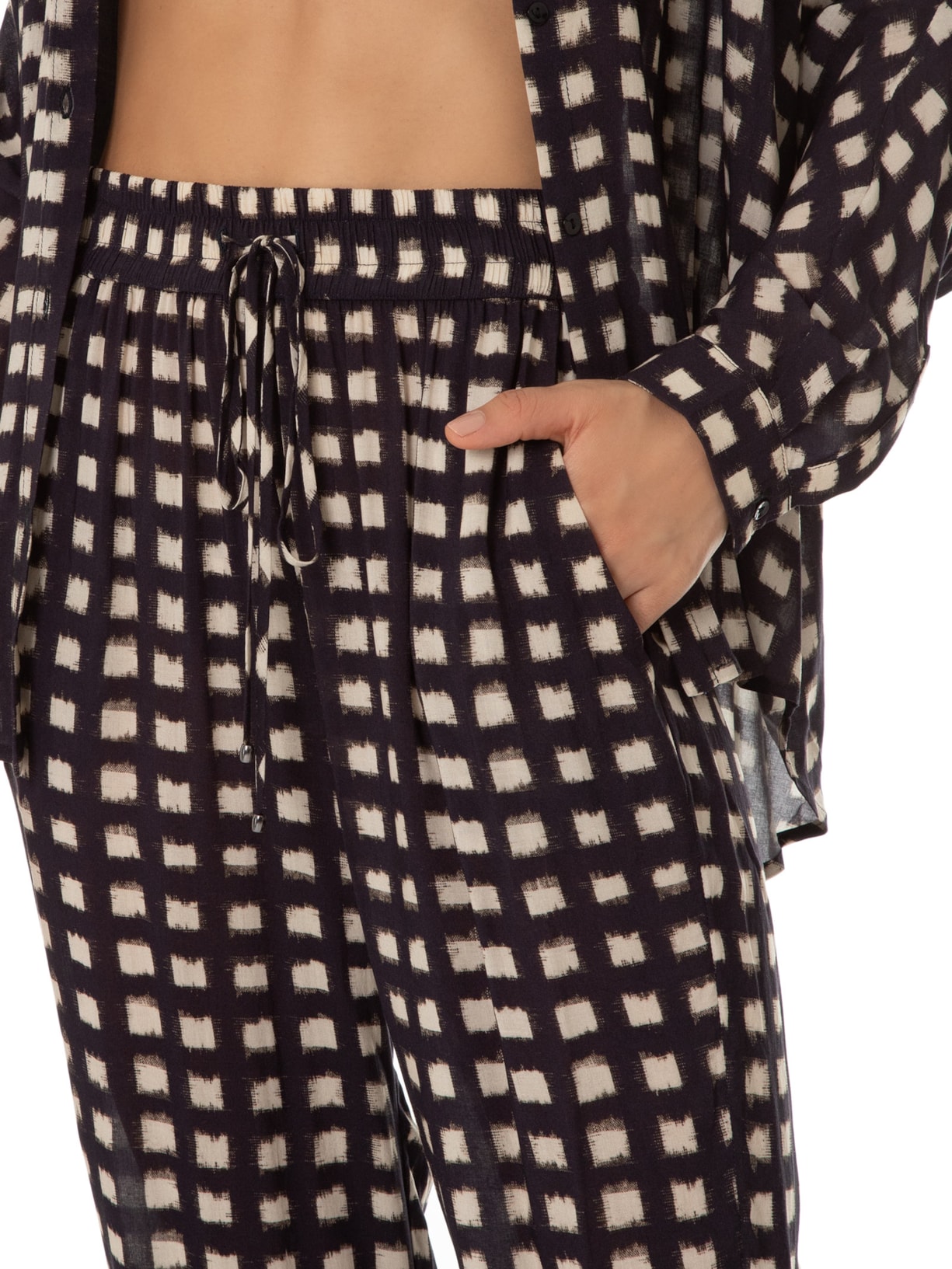 Calça Elástico Pregas Preto Lenny Niemeyer