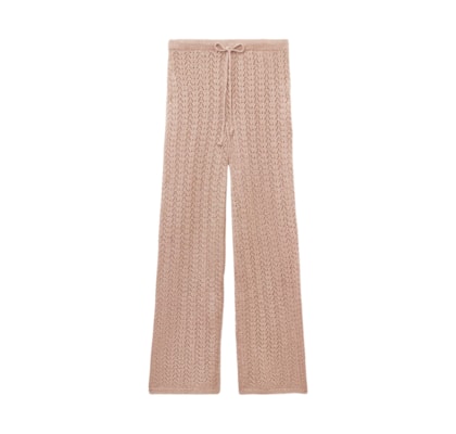 Calça Em Crochê Lamê - Bege