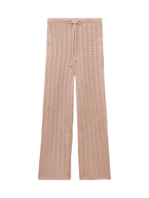 Calça Em Crochê Lamê - Bege