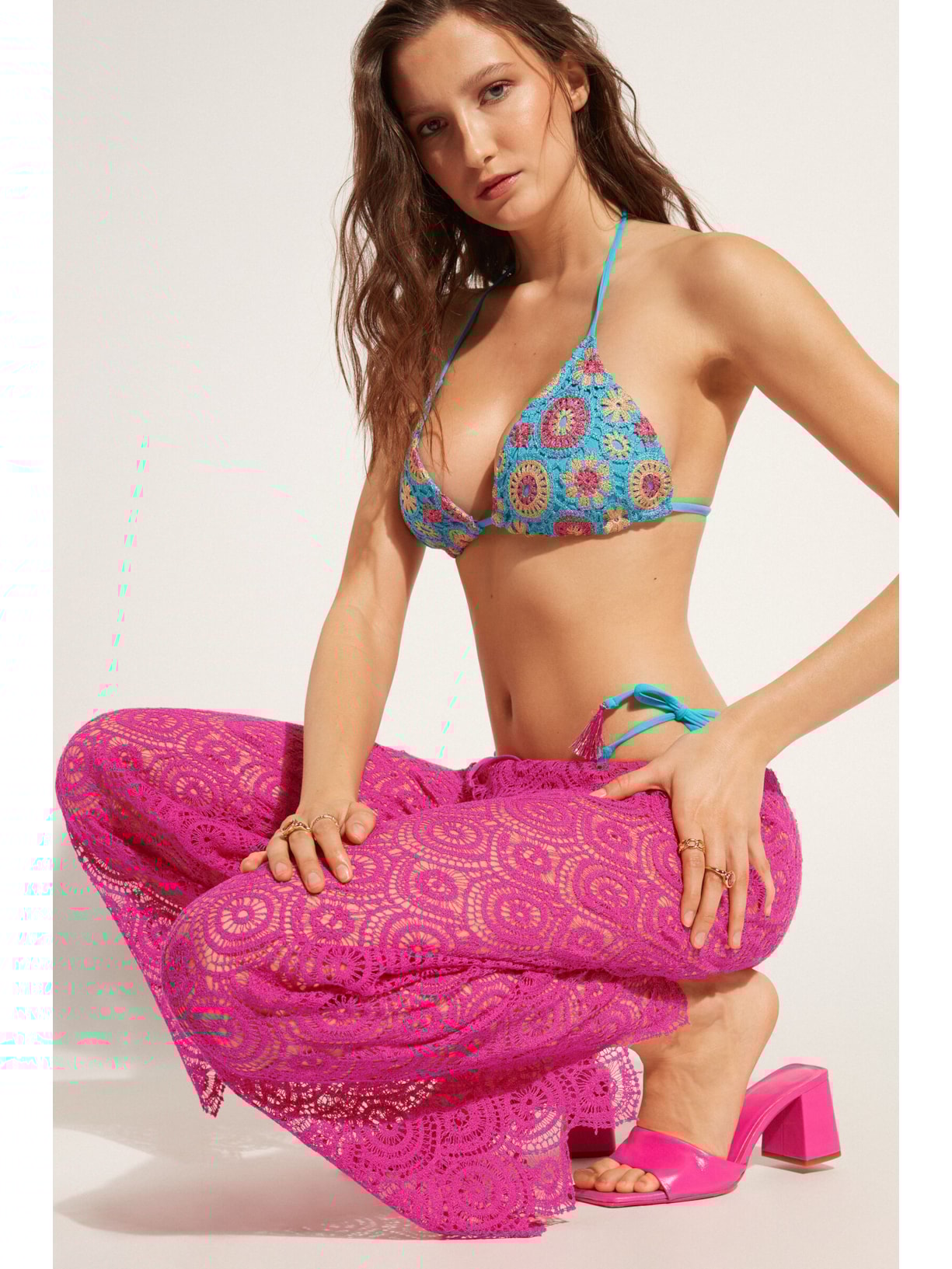 Calça Em Crochê Rosa Calzedonia