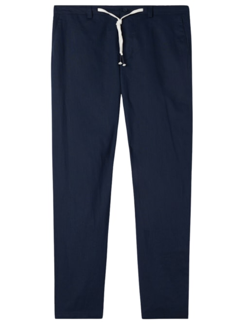 Calça Em Linho e Algodão - Azul