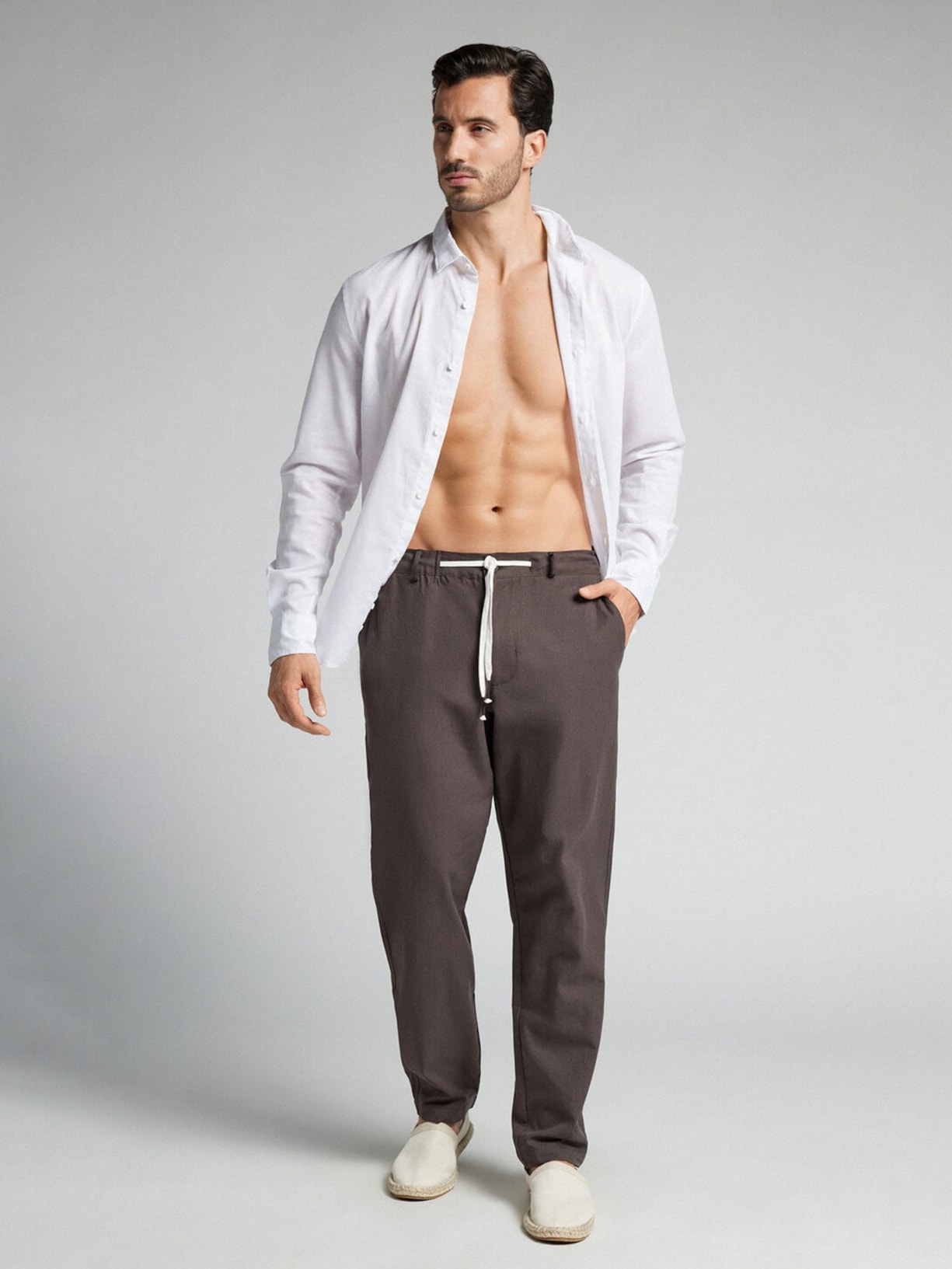 Calça Em Linho e Algodão Marrom Intimissimi