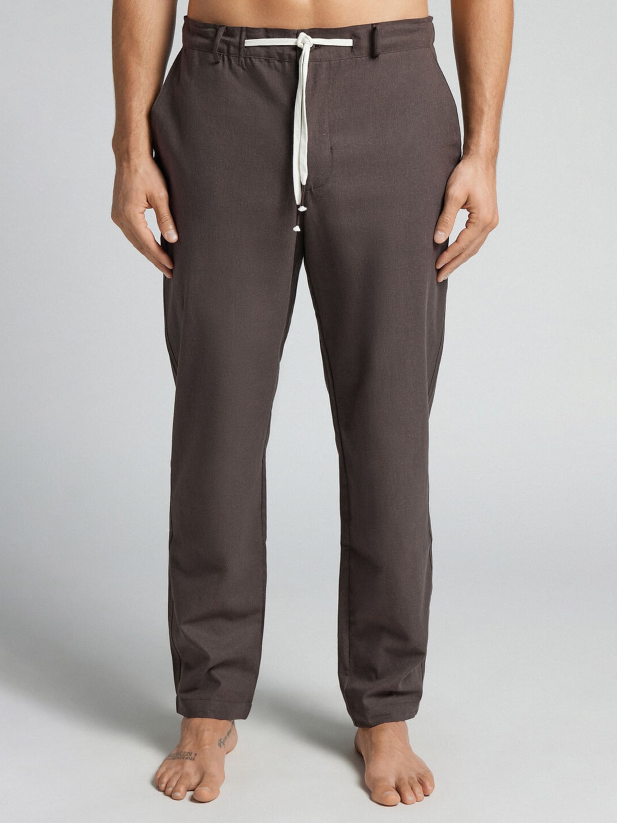 Calça Em Linho e Algodão Marrom Intimissimi