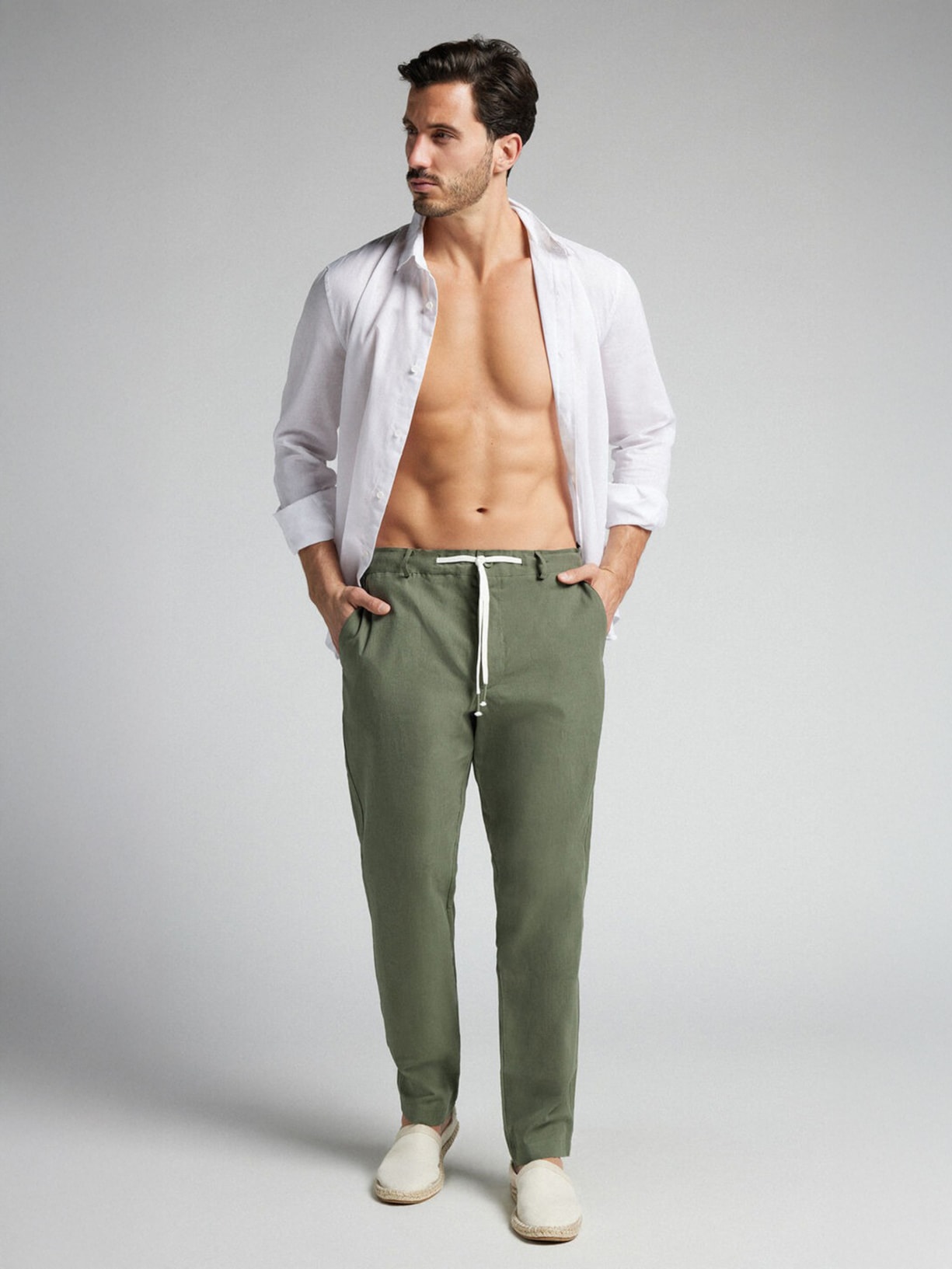 Calça Em Linho e Algodão Verde Intimissimi