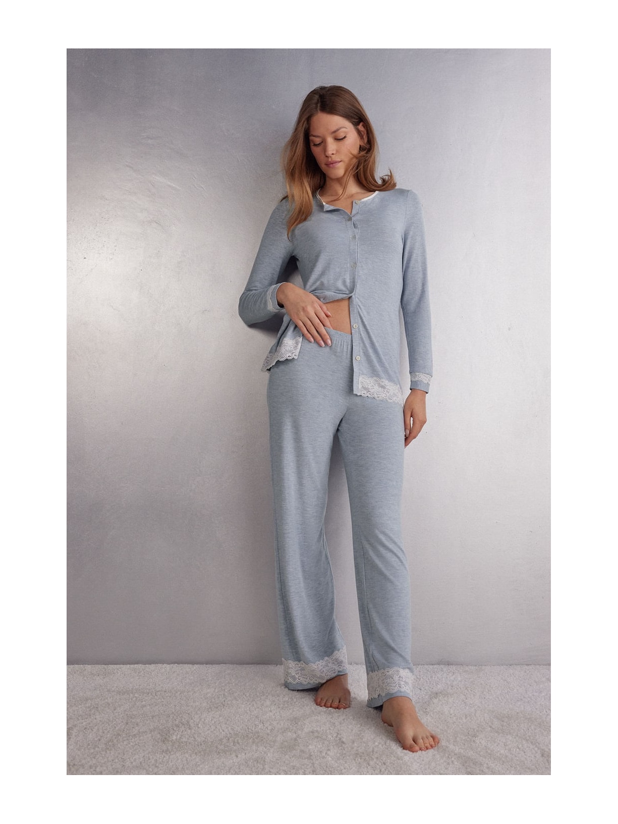 Calça Em Modal Com Renda Azul Intimissimi