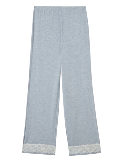 Calça Em Modal Com Renda - Azul