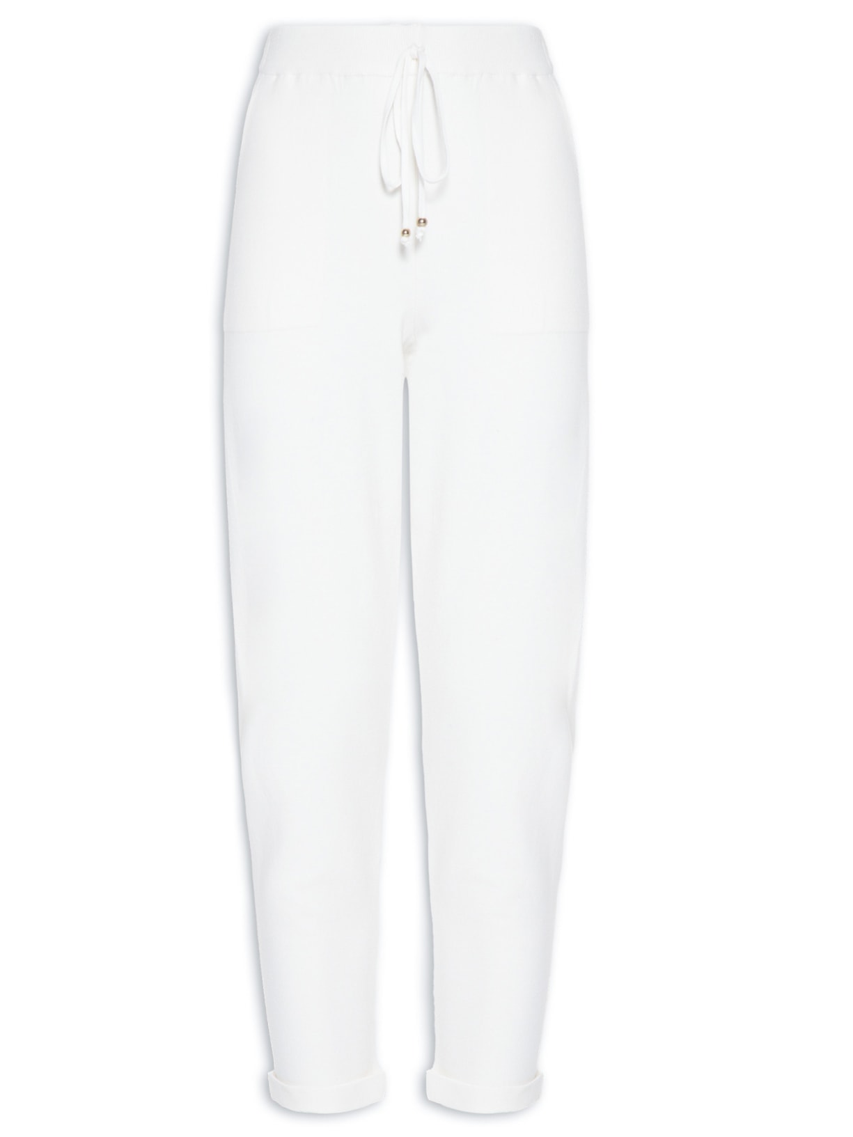 Calça em Tricô com Barra Italiana - Branco