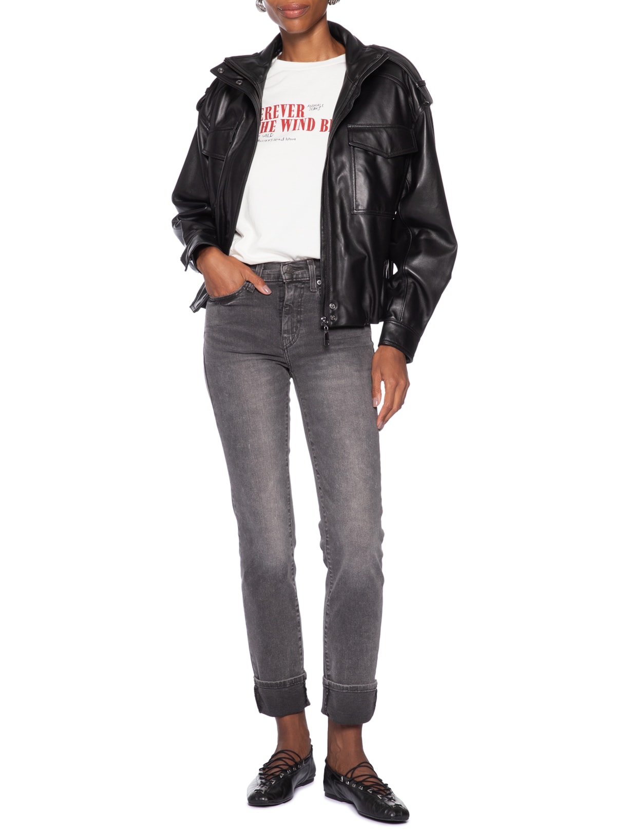 Calça Feminina 724 High Rise Straight Cinza Levi's