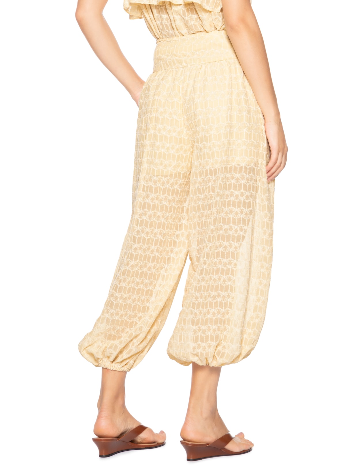 Calça Feminina Aladim Bordada Coqueirinho Amarelo Farm