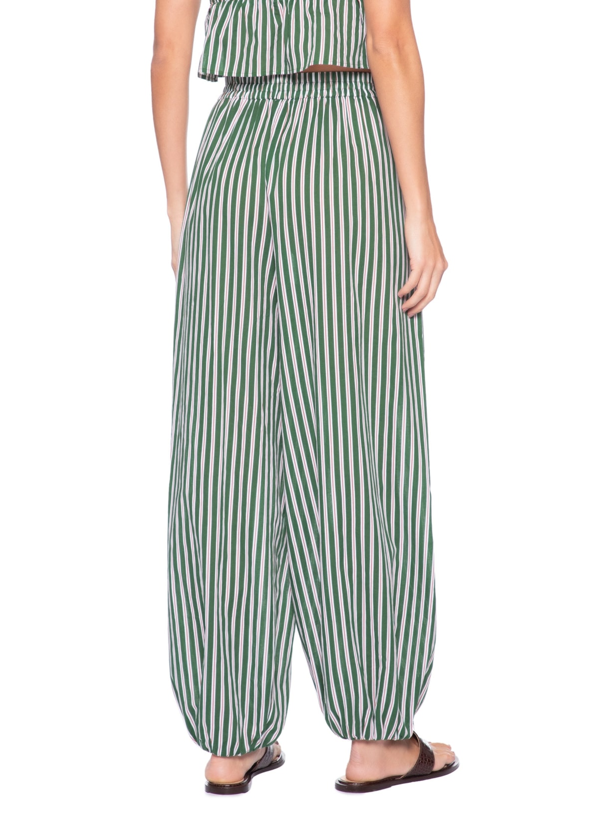 Calça Feminina Aladim de Voil Listrada Verde Animale