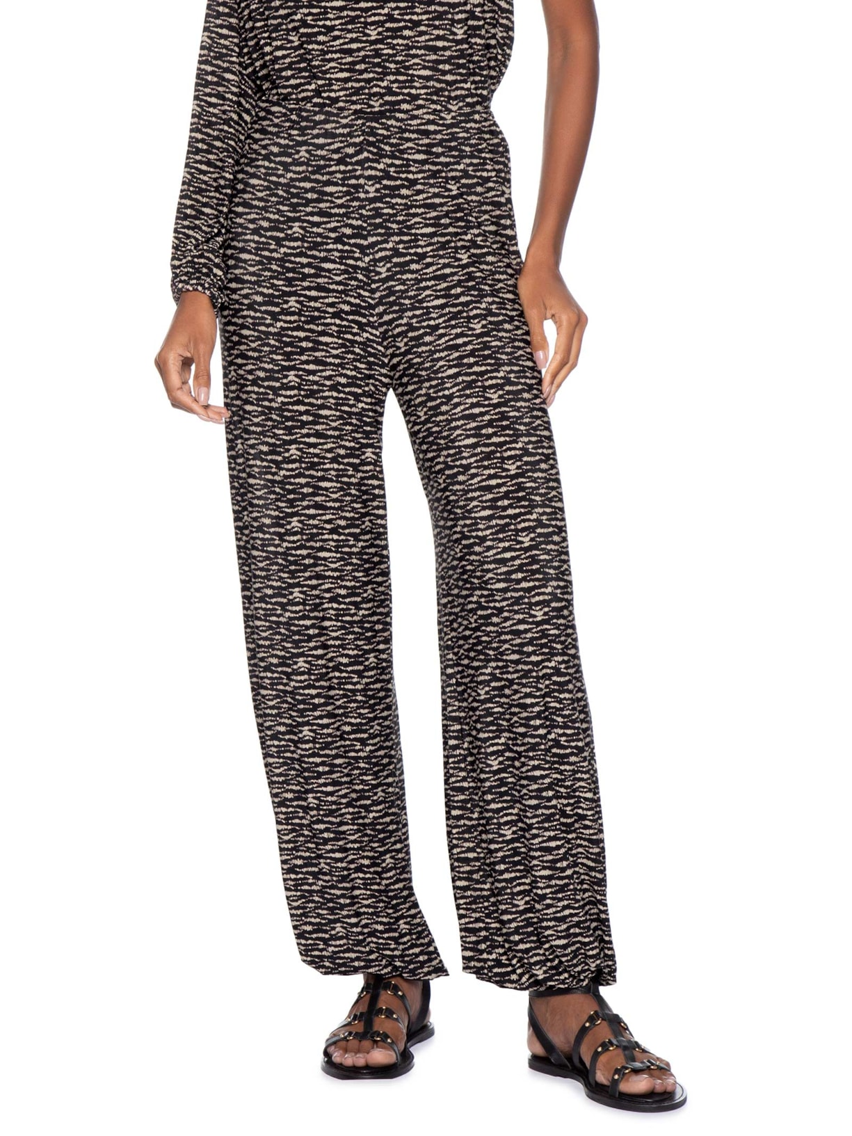 Calça Feminina Aladim Estampa Trace Preto Maria Filó