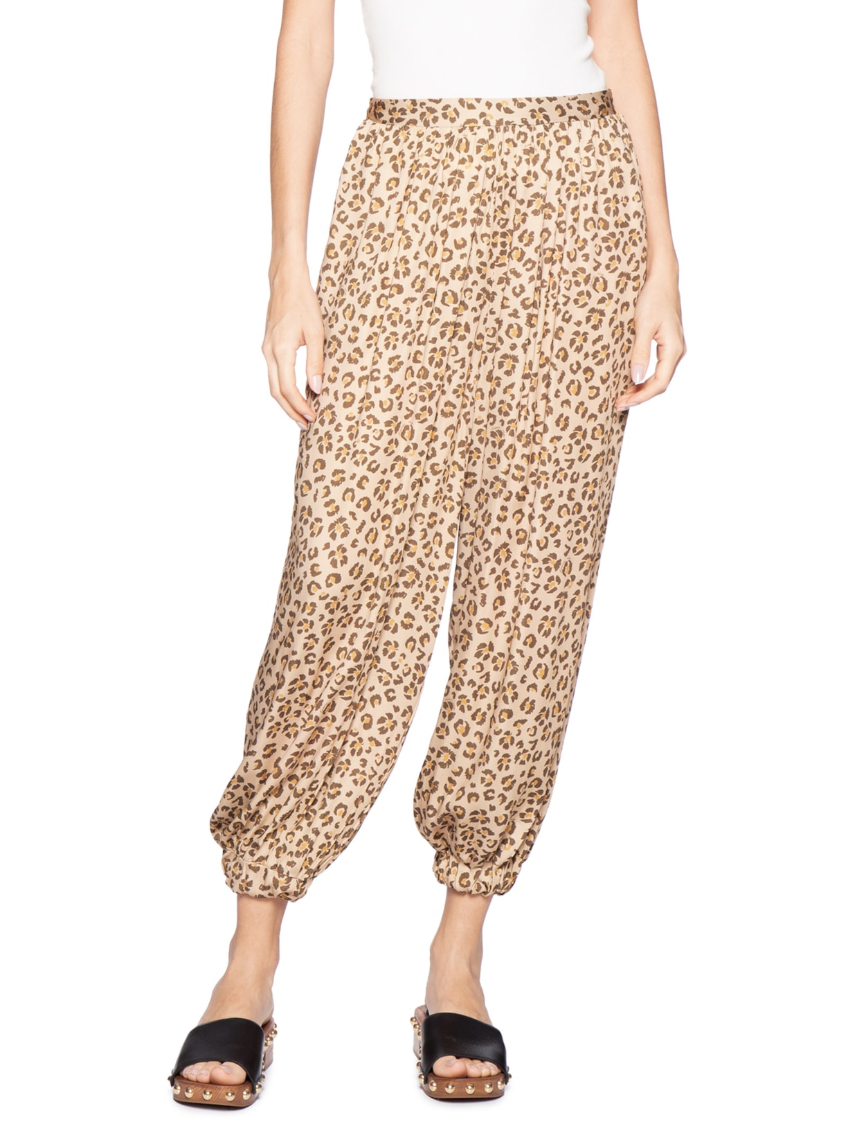 Calça Feminina Aladim Onça Floral Marrom Farm