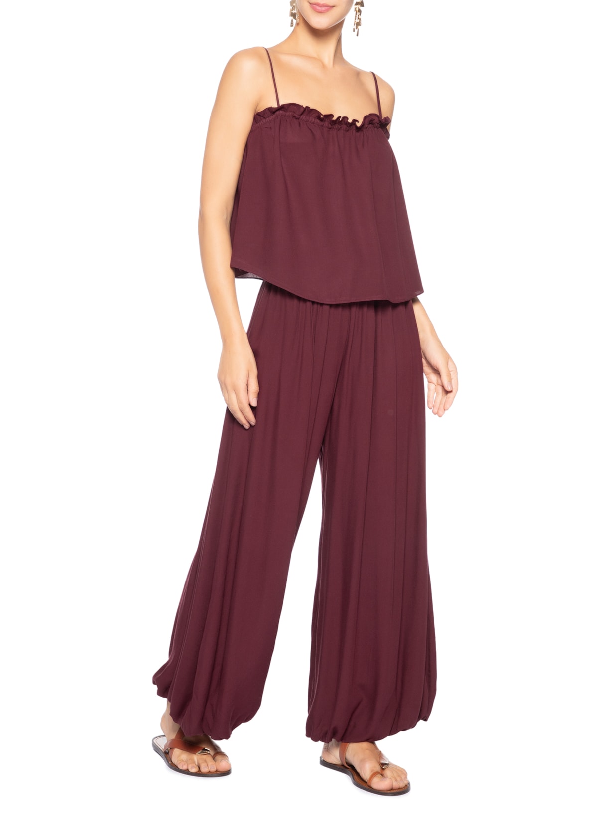 Calça Feminina Aladim Recorte Marrom Dress To