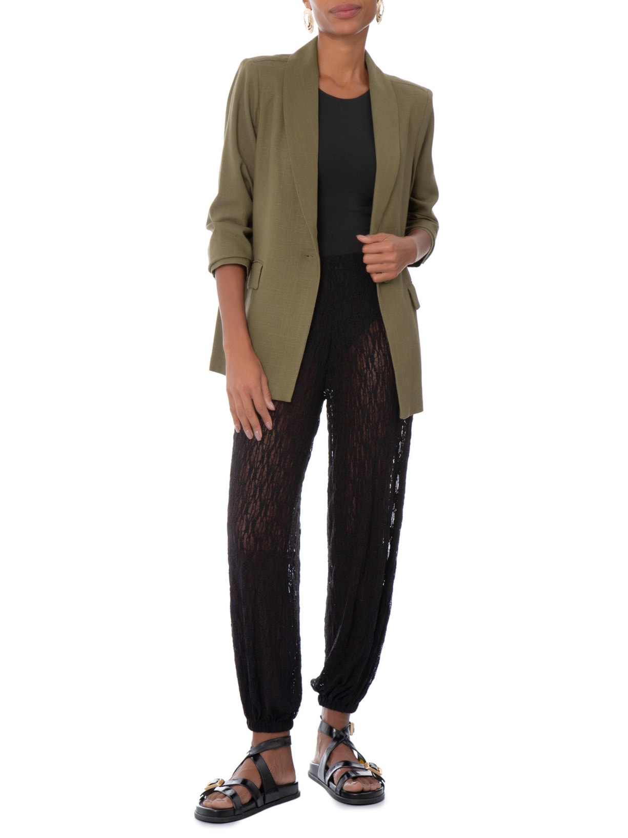 Calça Feminina Aladim Renda Preto Maria Filó