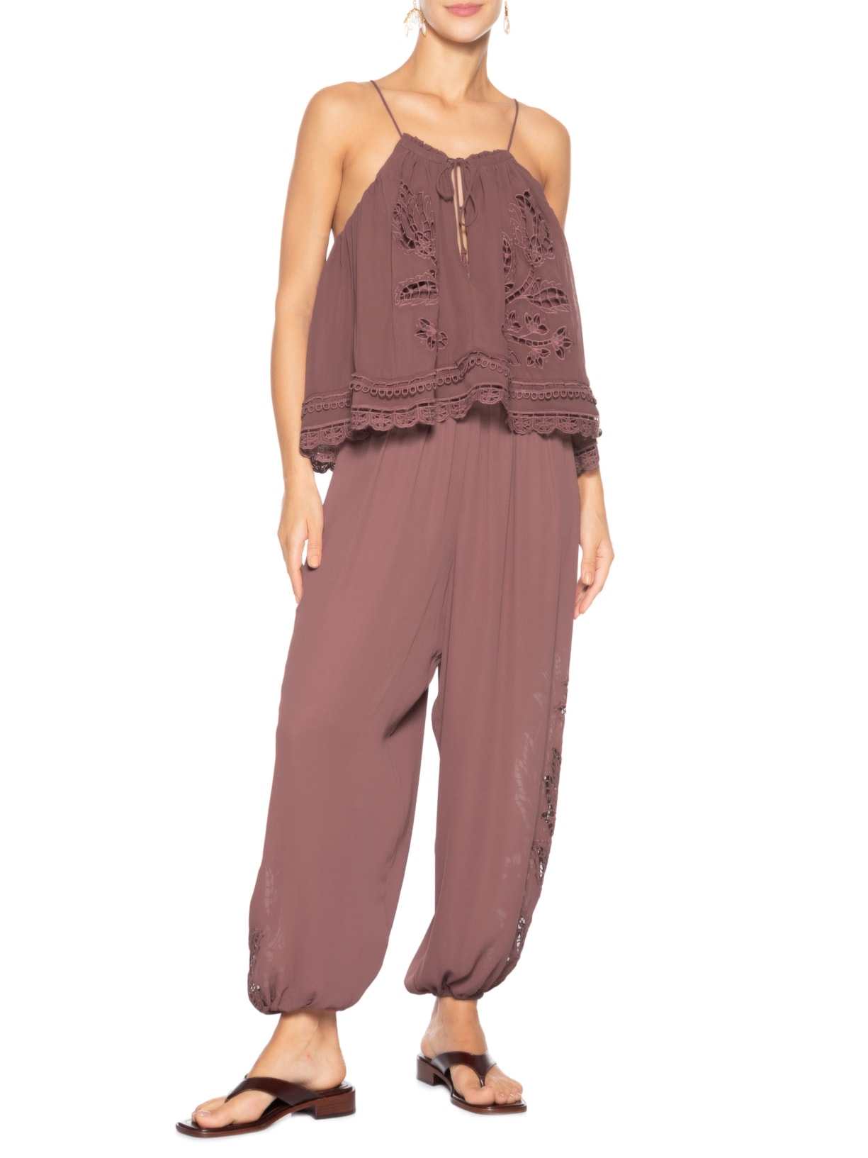 Calça Feminina Aladim Richelieu Tulipas Rosa Farm