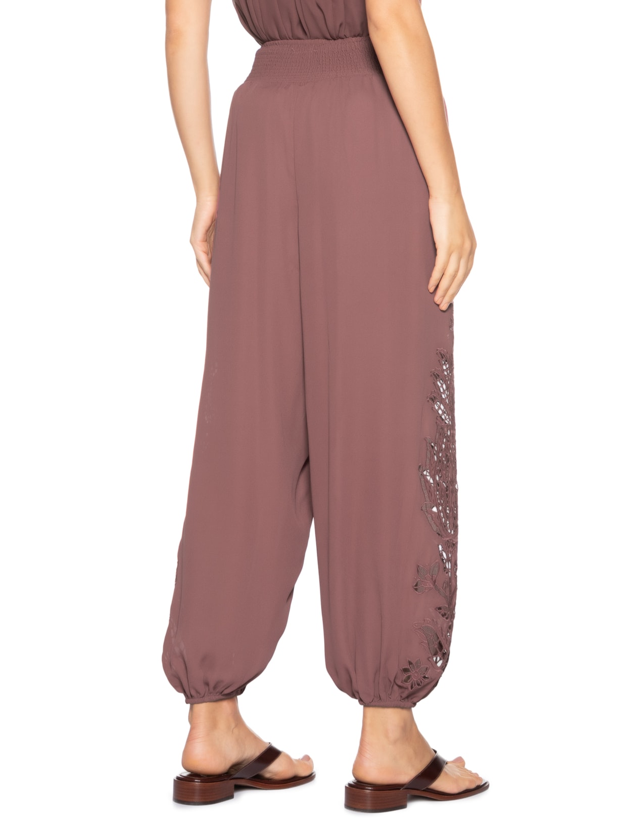 Calça Feminina Aladim Richelieu Tulipas Rosa Farm