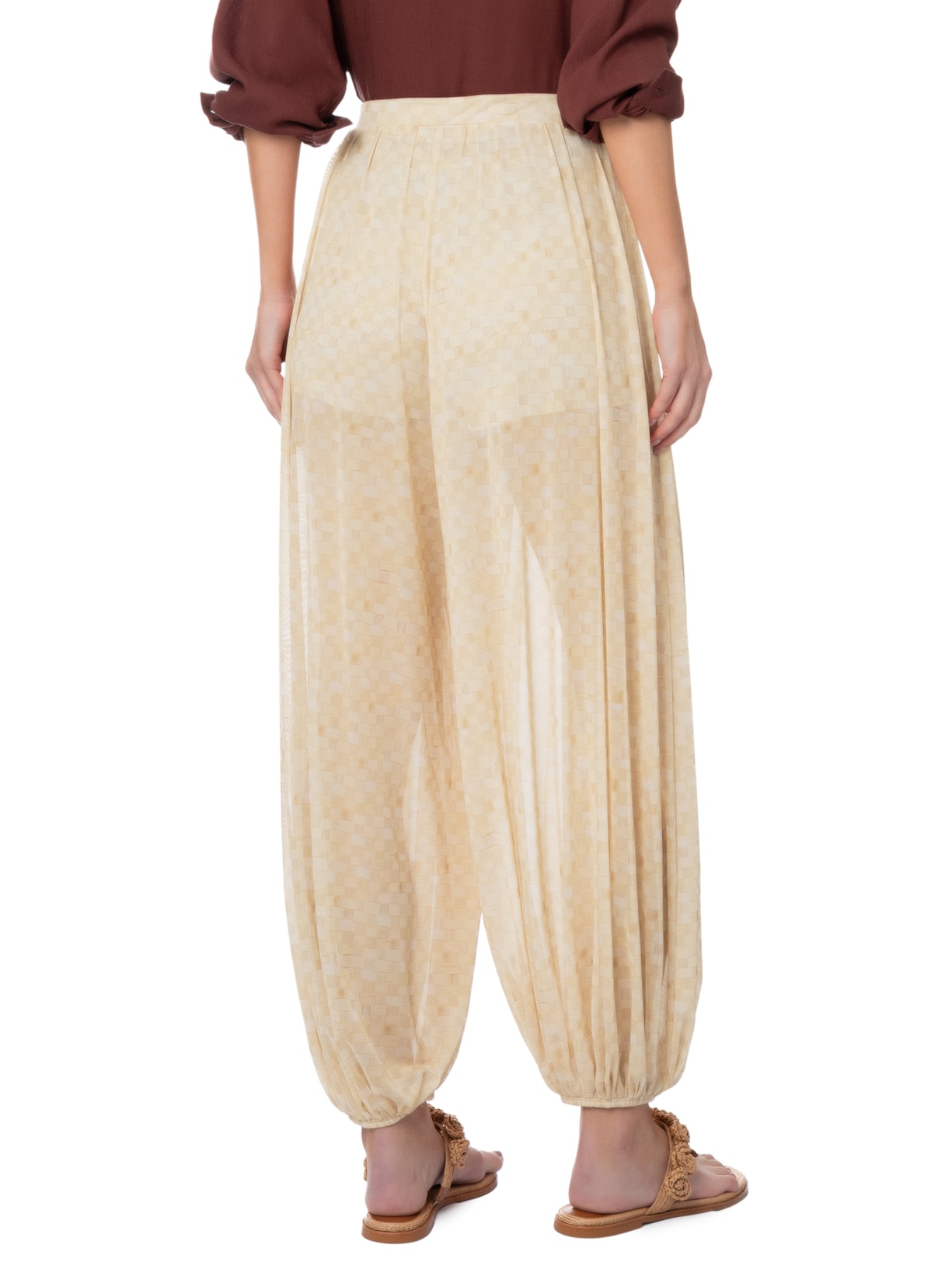 Calça Feminina Aladim Tule Bege Farm + Marina Bitu