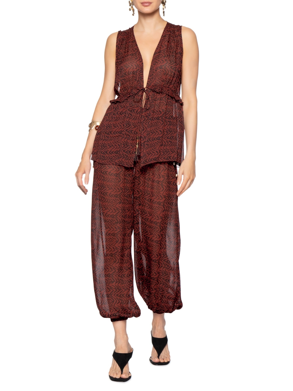 Calça Feminina Aladin Cut Lateral Fig Pim Vermelho Animale Resort
