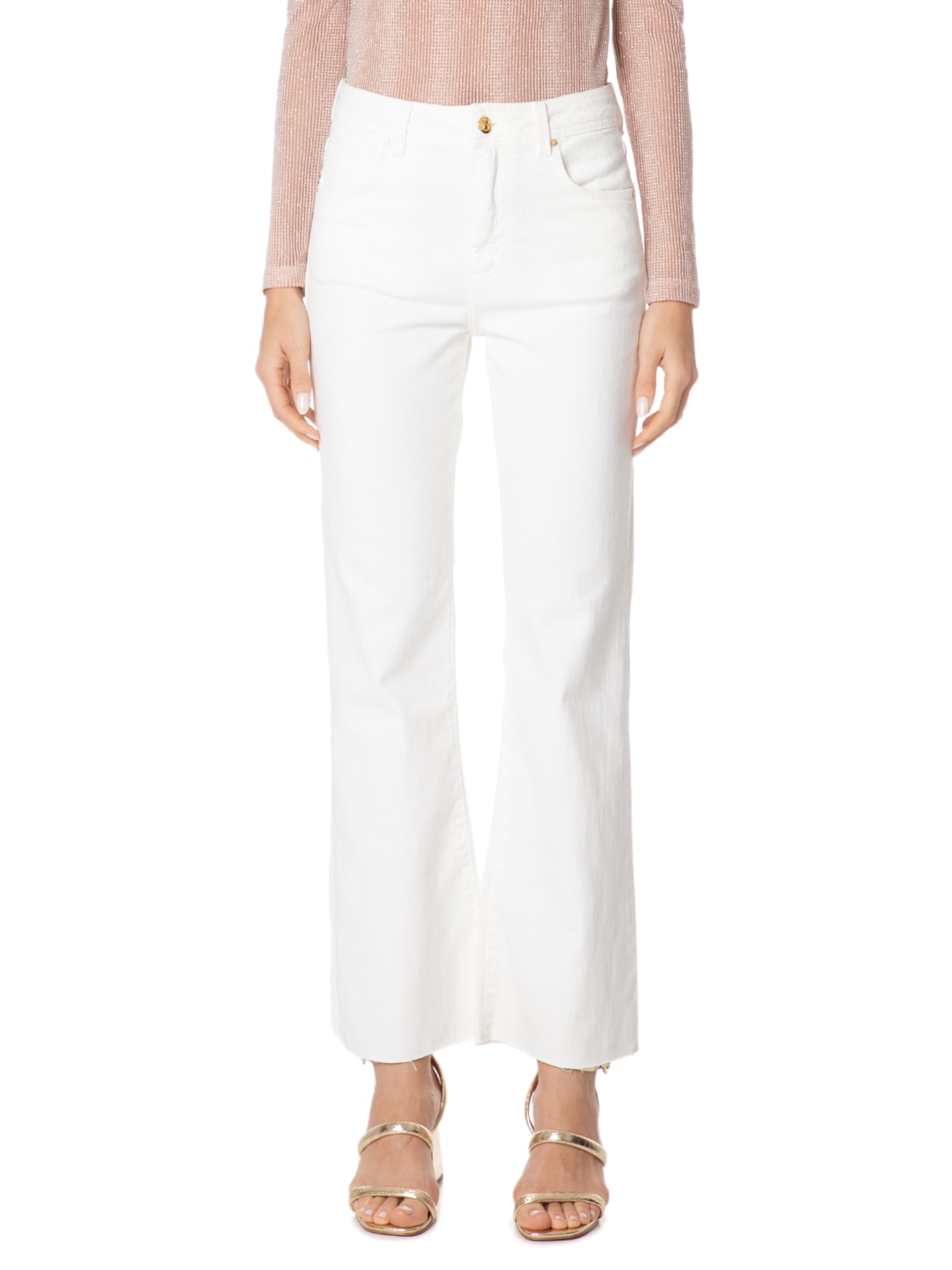 Calça Feminina Alana Sarja Branco Bo.bô