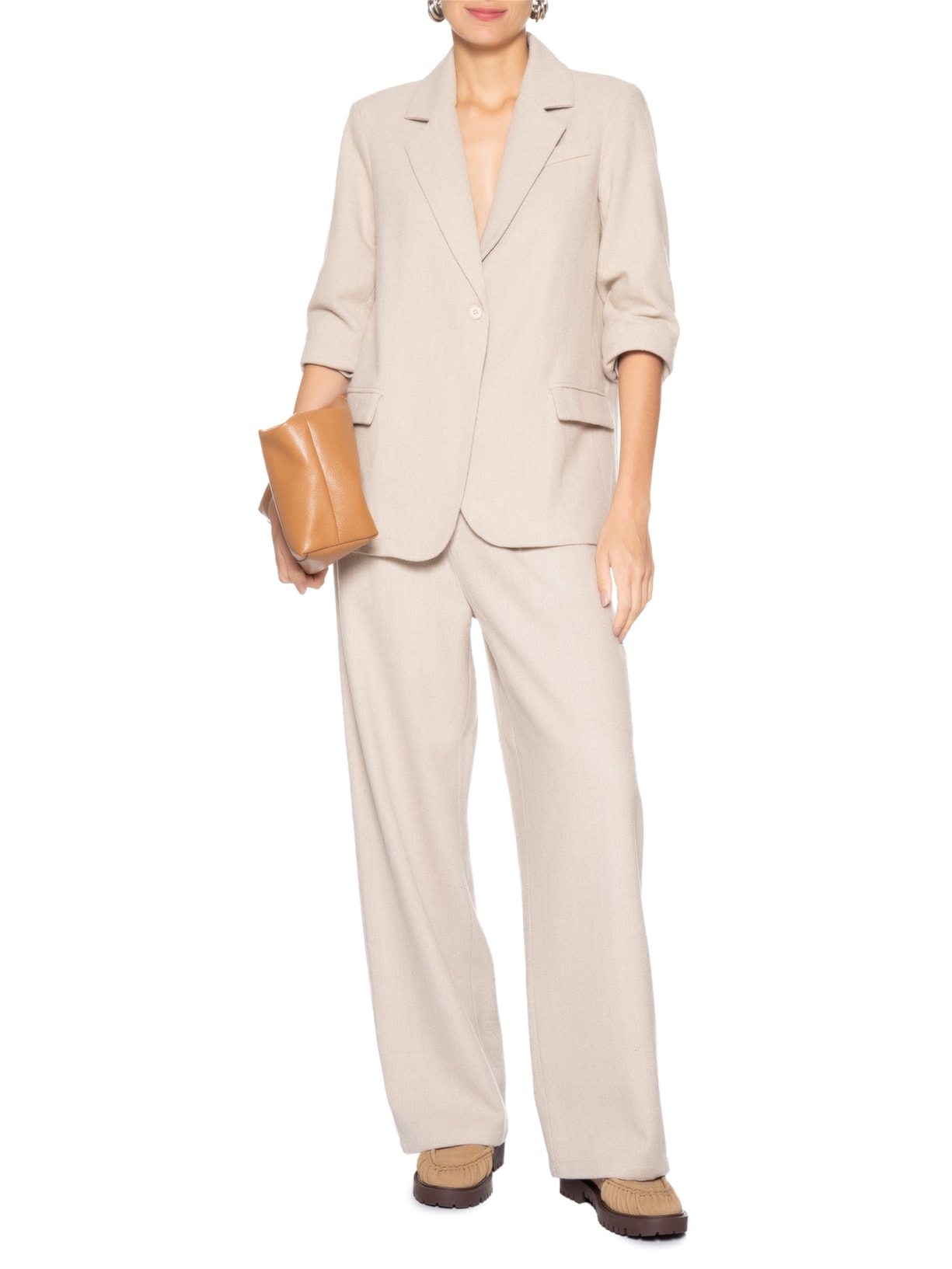 Calça Feminina Alfaiataria Bege Basiq