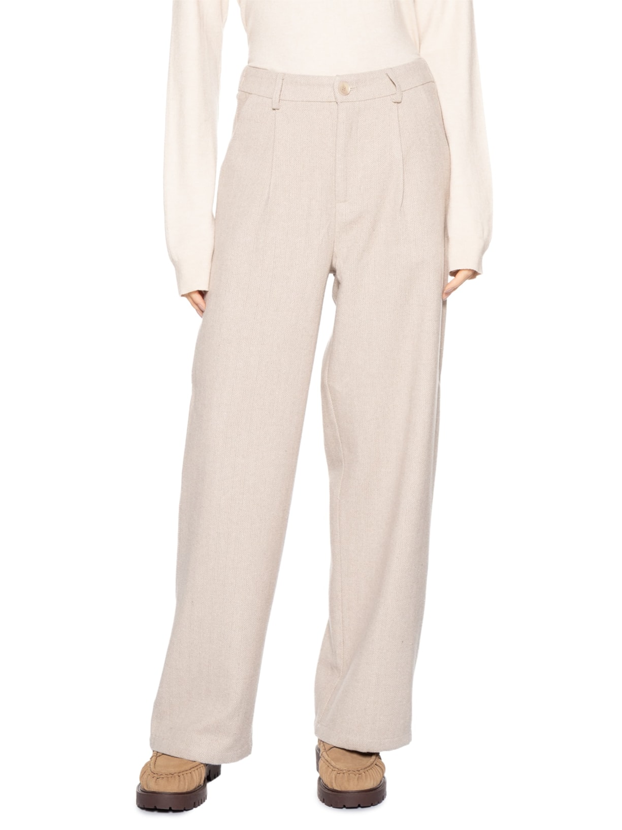 Calça Feminina Alfaiataria Bege Basiq