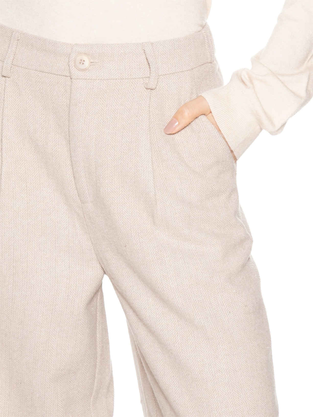 Calça Feminina Alfaiataria Bege Basiq