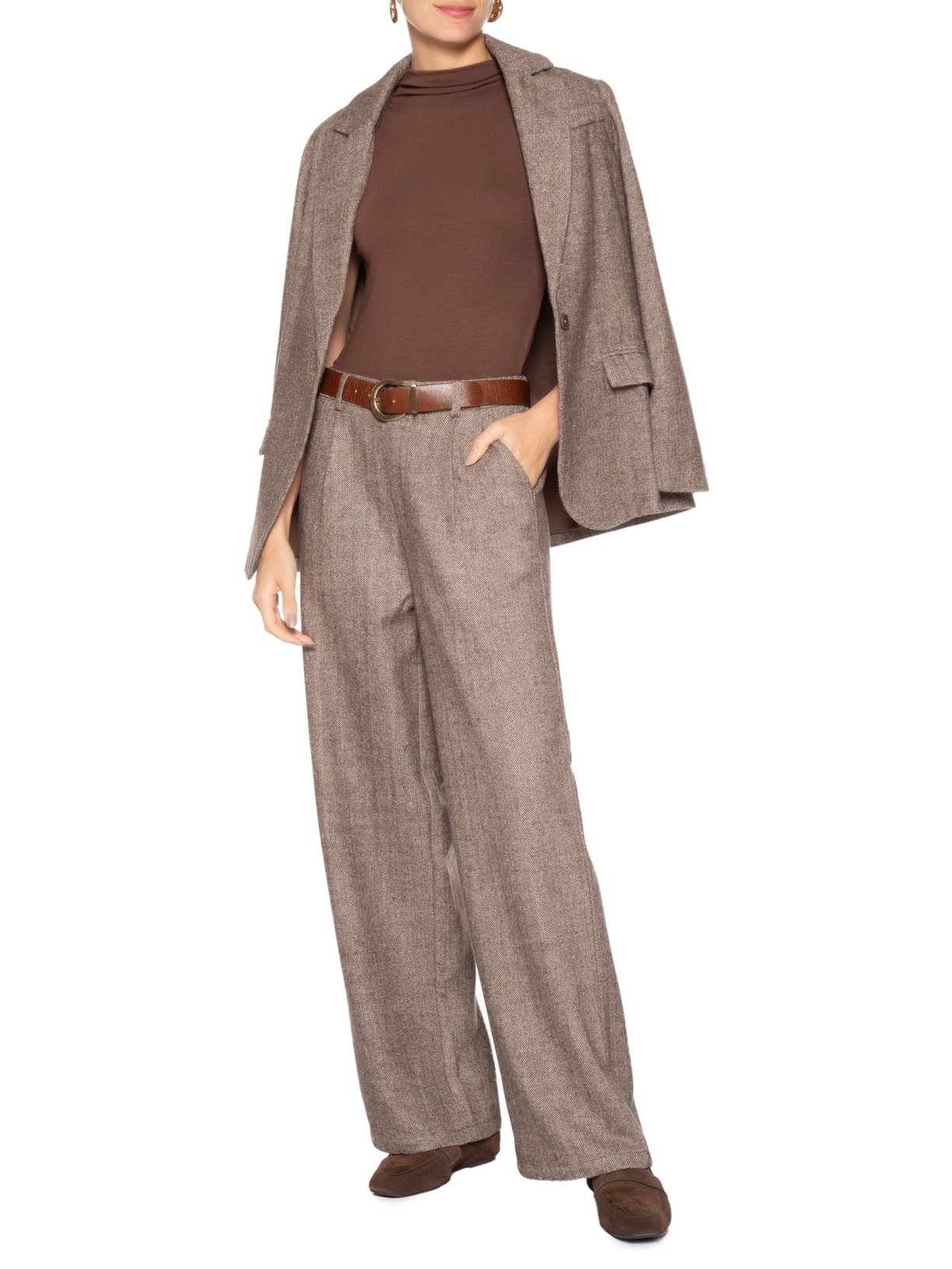 Calça Feminina Alfaiataria Bege Basiq