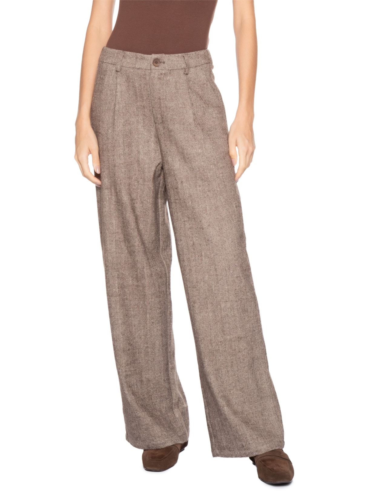 Calça Feminina Alfaiataria Bege Basiq