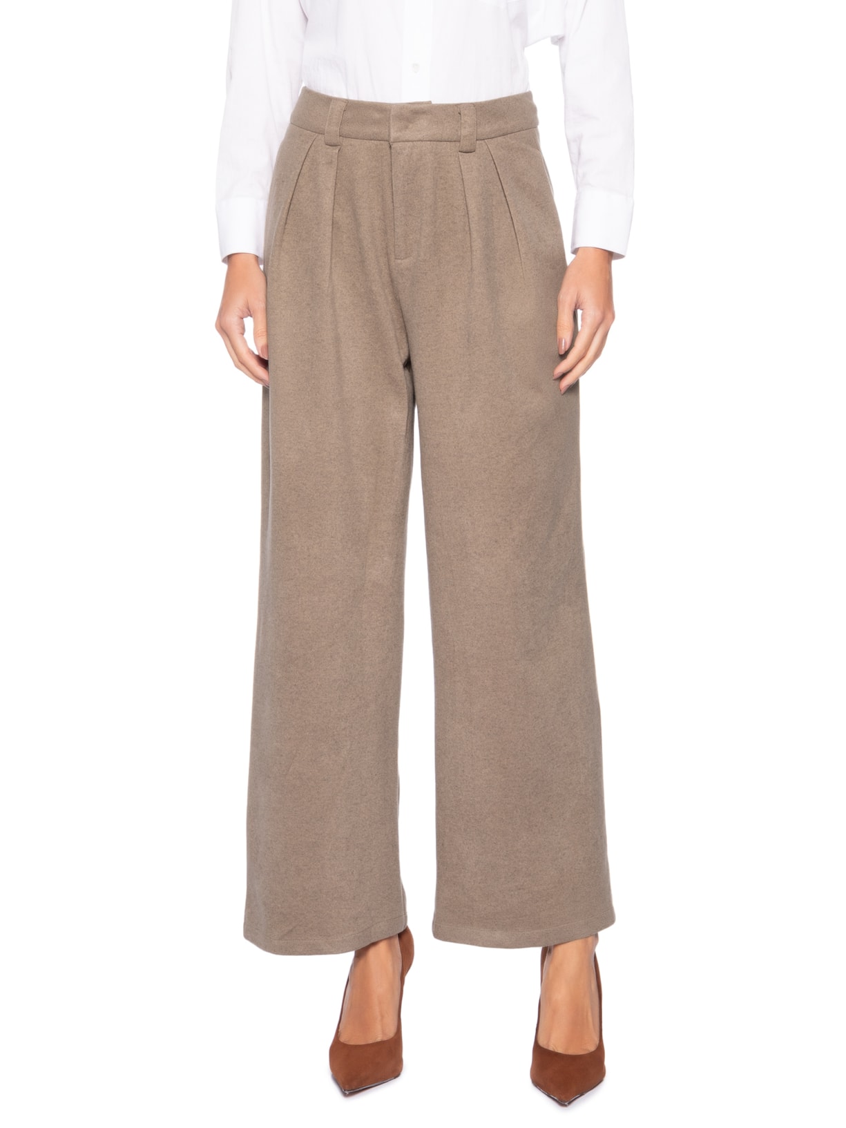 Calça Feminina Alfaiataria Bege Market 33