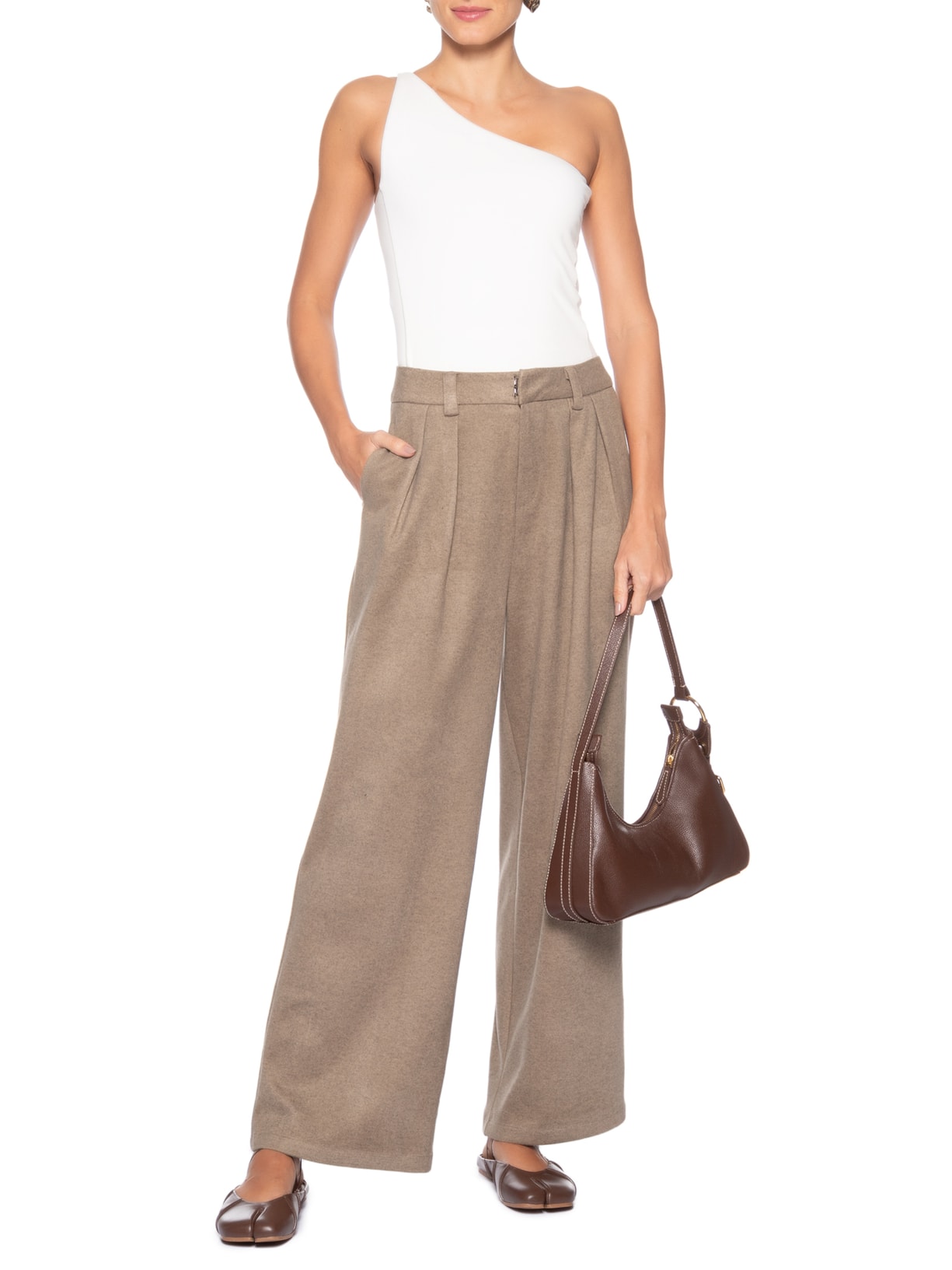 Calça Feminina Alfaiataria Bege Market 33