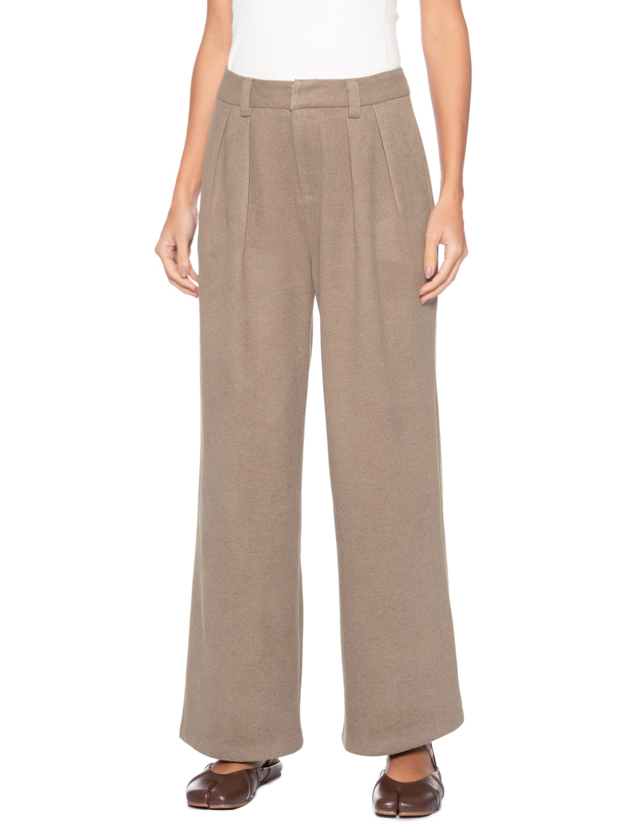 Calça Feminina Alfaiataria Bege Market 33