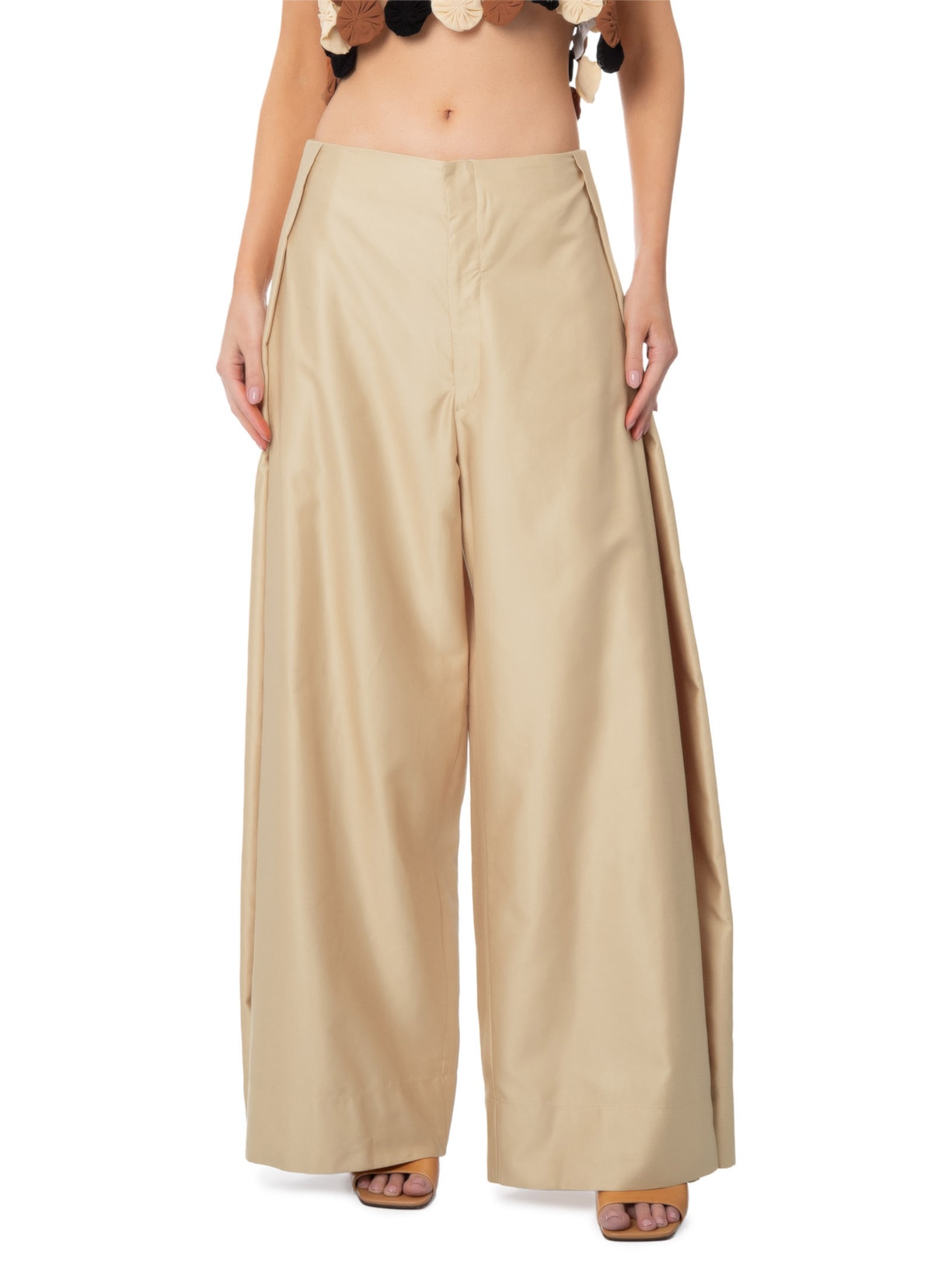 Calça Feminina Alfaiataria Bege Farm + Marina Bitu