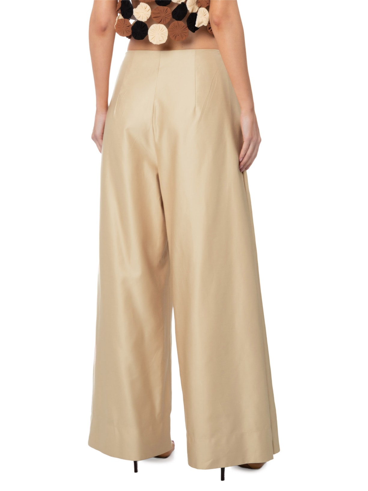 Calça Feminina Alfaiataria Bege Farm + Marina Bitu